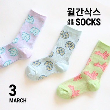 [MONTHLY SOCKS] MARCH 3 pairs 1 SET
