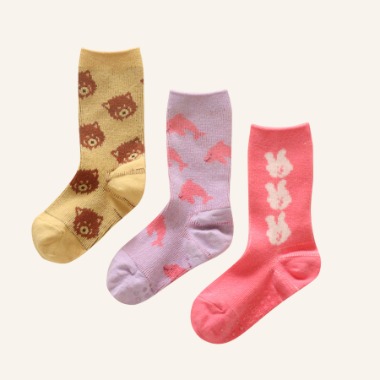 [ANKLE] ANIMAL LETTER 3 pairs 1 SET