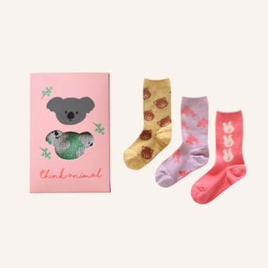 [ANKLE] ANIMAL LETTER 3 pairs 1 SET(ver_1)