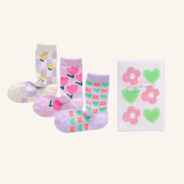 [ANKLE] PASTEL CHECK 3 pairs 1 SET